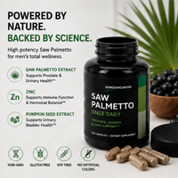 Capsules de Palmier Nain Naturel pour Hommes – Soutien Quotidien à la Santé de la Prostate, Urinaire et Capillaire – Complément Alimentaire – Vente en Gros Usine