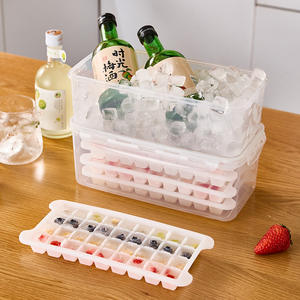 Bac à glaçons en plastique, moule carré avec couvercle, lot de 4, pour congélateur, machine à glaçons - Product Image 3