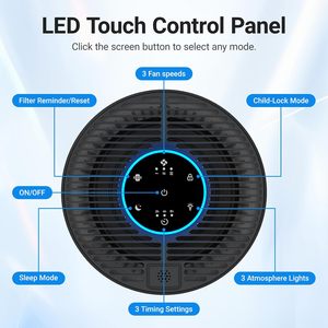 เครื่องฟอกอากาศไฟฟ้าแบบพกพาโคเบคทัล 200 CFM 50 DB สีดำ 2 แพ็คสำหรับห้องนอนในบ้านพร้อมโหมดการนอนหลับด้วยอโรมาเธอราพี - Product Image 3