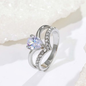 แหวนสแตนเลสสตีลประดับเซอร์โคเนียสองสีเคลือบทอง 18K สองชั้น ดีไซน์หรูหรา ทันสมัย เหมาะสำหรับใส่ทุกวัน - Product Image 3