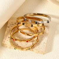 Gelang Baja Anti Karat Geometris Murah Lapis Emas 18K Zirkon Klasik Perhiasan Unisex Hadiah