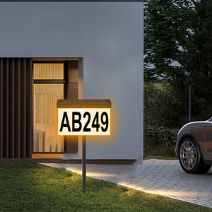 Solar Door Plate <b>Light</b> 31.6cm Rectangular LED Waterproof Outdoor <b>Wall</b> Mount House Number Sign Illuminated Acrylic Lamp - Product Image 2