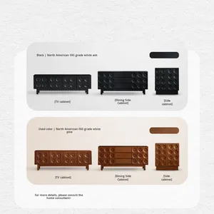 <strong>Mo</strong> Yu/Vinyl High Cabinet Modern French Retro Style Solid Wood Storage Sideboard Black Wall-Mounted for Living Room <strong>Furniture</strong> - Product Image 5