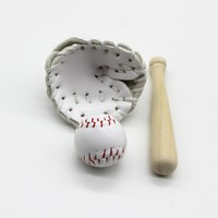 Mini equipo deportivo de simulación para exteriores, modelo OB11, set de tres piezas de bate y guante de béisbol para casa de muñecas, artesanía de plástico