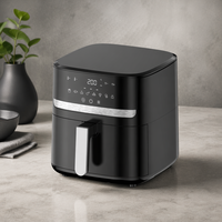 Friteuse à air manuelle durable de 7 litres, 1500W, à panier unique, sans huile, pour une cuisson saine, avec double commande par bouton, fabriquée en Chine