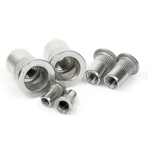 Phẳng Mặt Bích Đầu Đinh Tán Khía Nuts Răng Cưa Open End Đinh Tán Nuts Bollhoff Rivnut Threaded Chèn 1/4-20