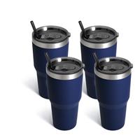 Gobelet isotherme sous vide en acier inoxydable de 30 oz pour voiture avec paille – Garde au froid/au chaud 6 à 12 heures – Tasse à bière à boire directement