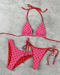 Viviblook Z316ST01 Conjunto de traje de baño de verano para mujer, conjunto de 3 piezas, sujetador triangular con tiras y tiras en los hombros, tanga sexy, conjunto de bikini para vacaciones en la playa - Product Image 6