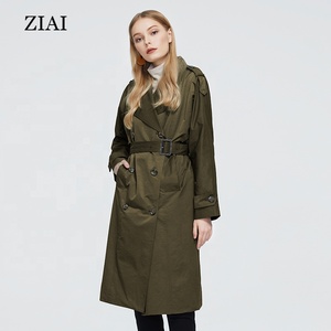 Женское длинное двубортное пальто с поясом - Product Image 3
