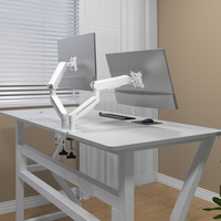 Soporte de Brazo para Dos Monitores con Movimiento Completo, Montaje con Abrazadera en C para Escritorio, Brazo Ajustable con Resorte para Oficina en Casa o Espacio de Trabajo