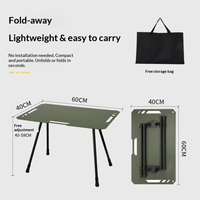 Table pliante tactique ultra-légère en aluminium, table de camping réglable portable, table de pique-nique, table à café, mobilier d'extérieur