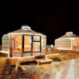 LOGEMENT TRADITIONNEL MONGOLIEN Moderne de luxe GER/TENTE <span class=keywords><strong>Yourte</strong></span> d'hiver en bambou avec salle de bain Camping de luxe extérieur PVC et toile - Product Image 3