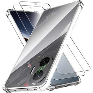 Coque transparente anti-jaunissement avec protection d'écran en verre trempé 9H pour Xiaomi - Product Image 3