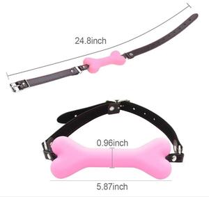 Bs Bondage Silicone Leather Dog Bones Gag Mouth <span class=keywords><strong>Pet</strong></span> Bone Bite Ball Gag BDSM Fetish Slave restraint <span class=keywords><strong>Sex</strong></span> Toys - Product Image 2