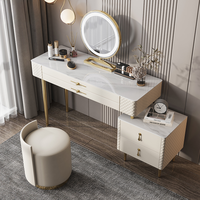 Table de luxe en bois massif en ardoise de roche coiffeuse avec miroir avec ensemble de maquillage de chaise