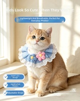 Accessoires pour animaux de compagnie écologiques en polyester : Bavoir rayé pour chat, Serviette anti-bave pour chien, Bandanas, Colliers et Nœuds