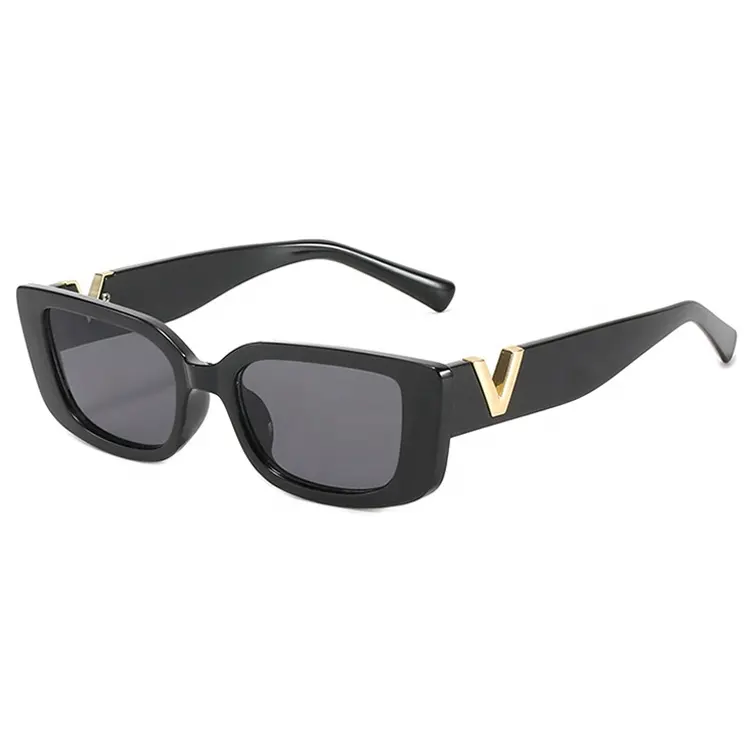 Square Small Frame New Fashion Eyewear Sun Glasses V Letter High Quality Metal Hinge Eye Cat Sunglasses
