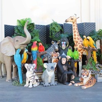 Décor de fête d'anniversaire taille réelle résine Animal girafe Statue fibre de verre Safari éléphant accessoires pour fête à thème Jungle