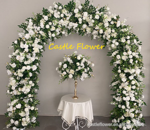 Dernière collection : Housse d'arche de mariage en U de haute qualité, blanche et verte, avec fleurs artificielles, toile de fond florale pour la décoration d'événements de mariage - Product Image 4