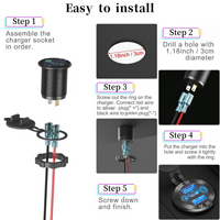 Prise de chargeur de voiture USB QC3.0 à montage sur panneau, prise d'alimentation 12V avec bouton marche/arrêt, chargeur rapide 3 ports Type-C USB-A pour moto et camping-car