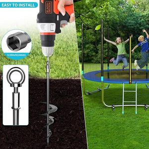 Ancrages de sol modernes en acier robuste résistant à la rouille pour le jardin, tarières pour le soutien des arbres et des abris extérieurs - Réutilisables et faciles à installer - Product Image 5