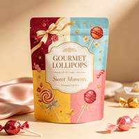 Sachets refermables mats de qualité alimentaire avec logo personnalisé imprimé pour bonbons, friandises et sucettes, avec encoche de déchirement