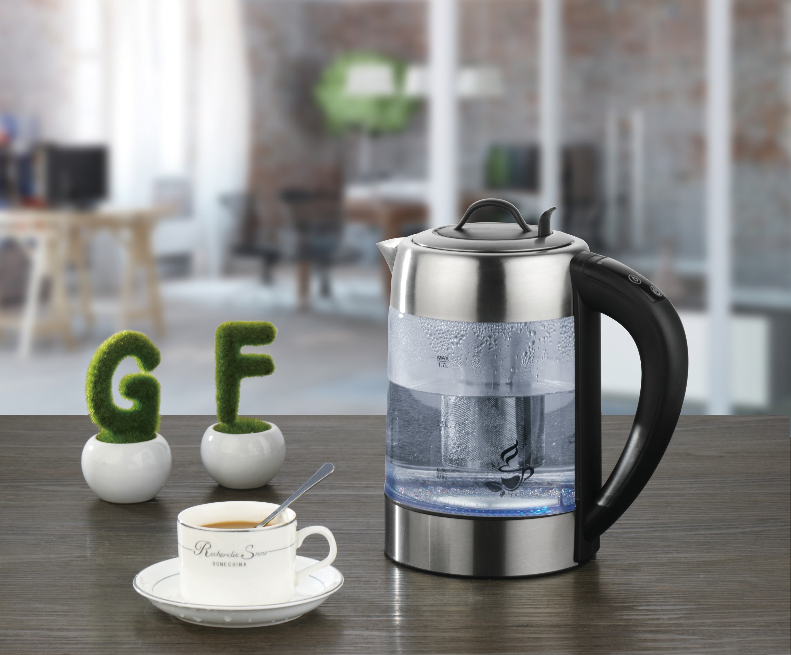 HHB1789DT Digital Glaskessel 1.7L, 2200W, kabellos mit Teefilter