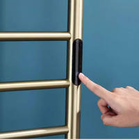 Toallero Calefactor de 10 Rieles, Negro Mate, 50x96.5cm, Acero Inoxidable 304, Dorado Cepillado, Montaje en Pared, Radiador Inteligente para Baño