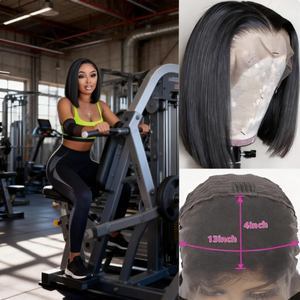 <span class=keywords><strong>ผม</strong></span>แท้ 100% แบบเวอร์จิ้น 13x4 ลูกไม้รอบด้าน <span class=keywords><strong>ทรง</strong></span>บ๊อบ<span class=keywords><strong>สั้น</strong></span>ตรง  แบบเต็มศีรษะ - Product Image 3