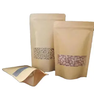 各种优质拉链锁立式棕色牛皮纸食品包装透明窗复合纸塑料袋袋
