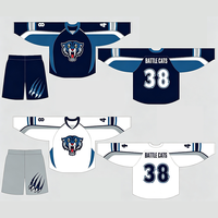 Maillot de hockey sur glace personnalisé à col lacé en polyester flexible, sublimation intégrale, séchage rapide, évacuation de l'humidité, respirant, pour équipe professionnelle