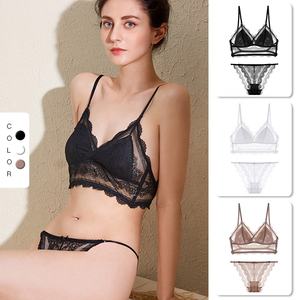 مجموعات حمالة صدر وموجز الصيف الأكثر مبيعًا على شكل حرف U ملابس داخلية خلفية من الدانتيل خالية من الصلب حمالة صدر رقيقة على الطراز الفرنسي طقم حمالة صدر على شكل مثلث - Product Image 2