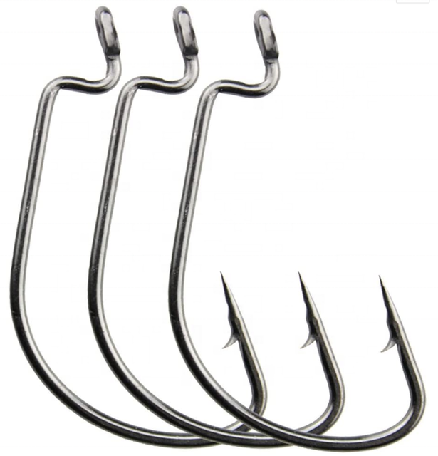 TOPIND High Carbon Steel Fishing Hooks Single Red Plated Crank Hook Offest Worm Hook