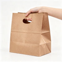 Sac en papier perforé portable, sac en papier kraft perforé, sac pour la livraison de pain, emballage jetable