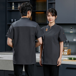 เครื่องแบบเชฟแขนสั้นชุดทำงานโพลีเอสเตอร์สำหรับพนักงานร้านอาหารเบเกอรี่ในครัวขนาดผู้ใหญ่แบบยูนิเซ็กซ์ M 4XL - Product Image 4