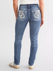 Pantalones Vaqueros Casuales de Cintura Media para Mujer ZZH XZ2450, Ajustados, de Pierna Recta, Transpirables, para Invierno - Product Image 4