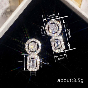 Eleganti Orecchini Pendenti Geometrici da Sposa per Donne, Gioielli Chic Minimalisti con Zirconi, Regalo di Moda - Product Image 4
