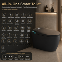 Cuvette de toilette carrée en céramique personnalisable OEM/ODM, WC monobloc avec télécommande, siphon en S/P pour villa, hôtel, appartement
