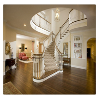 2019 Moderne En Verre Trempé Élégant Marches En Acier Inoxydable Cadre Escalier En Colimaçon Escalier Incurvé pour La Maison