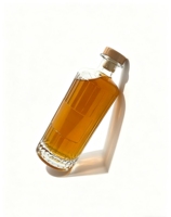 Bouteille ronde en verre transparent mat de qualité supérieure, personnalisable, pour liqueur, whisky, tequila, très vendue