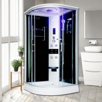 Cabine de douche de luxe moderne d'angle, étanche, avec cadre en verre trempé brossé, combinaison douche hammam sauna et massage