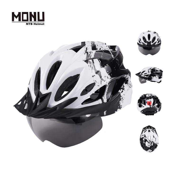 Rechargeable In-molded Cycling Helmet Mountain Road Safety Bike Helmet Sport Bicycle Helmet LED Light