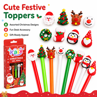 KAIX Schattige Topper OEM Kerst Gelpennen Sets 24 Stuks Gemengde Designs 0.5mm Zwarte Inkt Novelty Gelpennen voor Party Favoren