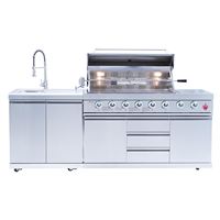Table de barbecue coréenne avec armoire extérieure intégrée - Ventilation descendante pour stations de grillades sur table