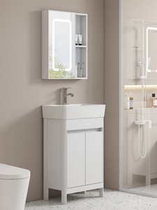 Meuble-lavabo mural moderne pour petite salle de bain, résistant à l'eau, style ferme, avec vasque en aluminium, garantie 3 ans - Product Image 4