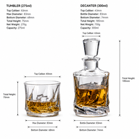 Ensemble de luxe en gros pour whisky : carafe et verres gaufrés, service de bar à coupe diamant pour bar à domicile, OEM ODM acceptés