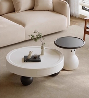 Ensemble de tables basses de style bonhomme de neige, finition crème, minimaliste moderne, pour petits salons - Table basse de luxe légère pour la maison