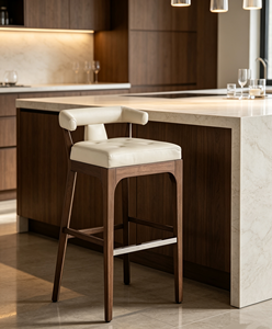 <span class=keywords><strong>Tabouret</strong></span> de bar courbé de style néo-chinois, siège rembourré pour hôtel, bistrot, salle à manger privée, réception d'hôtel familial - Product Image 6