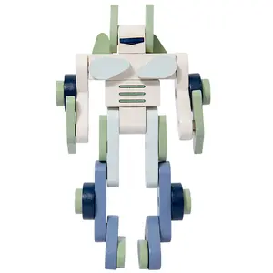 木制儿童杆套件木制机器人组装玩具套装木制变身车机器人-幼儿变形玩具