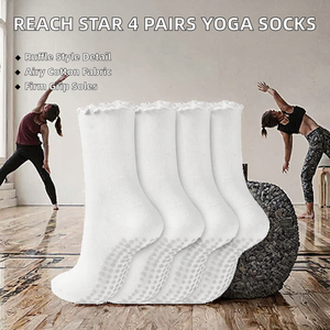 Calcetines de Yoga y Pilates Antideslizantes con Volantes para Mujer, Marca Personalizada con Logotipo Personalizado <span class=keywords><strong>Jingou</strong></span> Crew ODM 2026 - Product Image 2